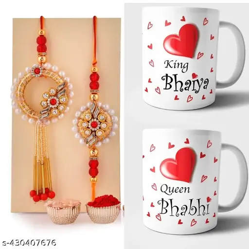 Rakhi Set (Rakhi Set Of 2 For Brother and Bhabhi, Rakhi Combo Set, Rakhi Mug Gift Set)